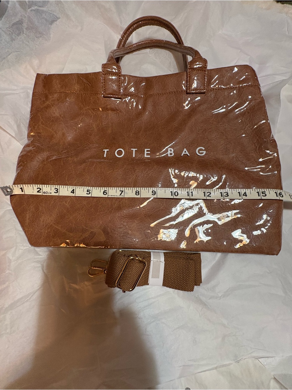 PVC Tote Bag Brown vegan Leather Tote Bag W/crossbody strap